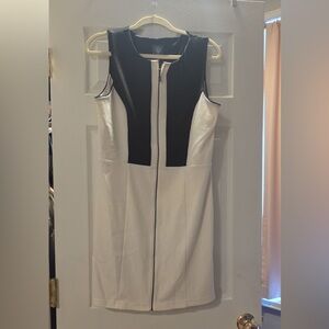 Vince Camuto Black and Cream Sheath Mini Dress